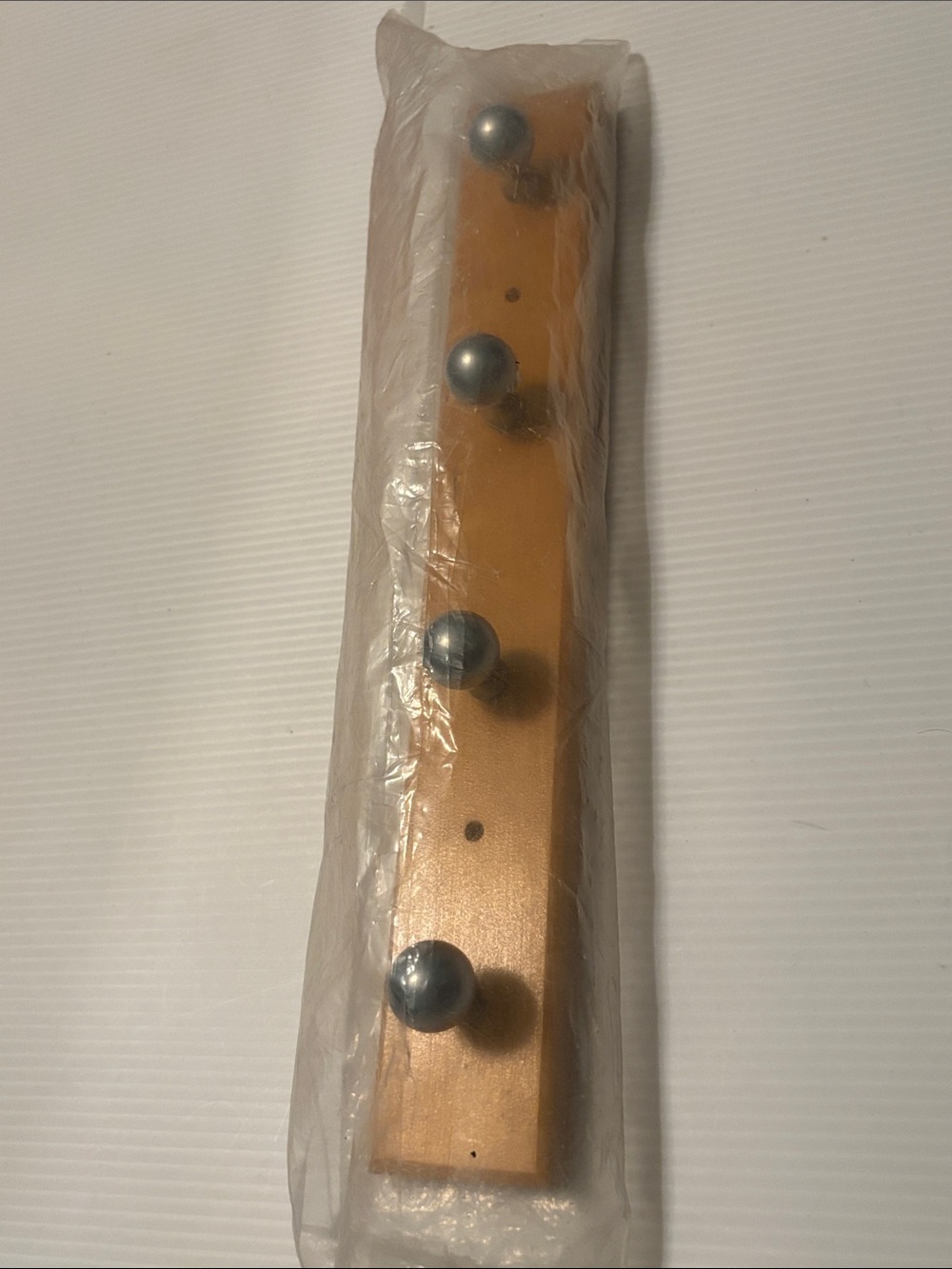 IKEA Flang Pine Rack Hanger With 4 Silver Round Knobs